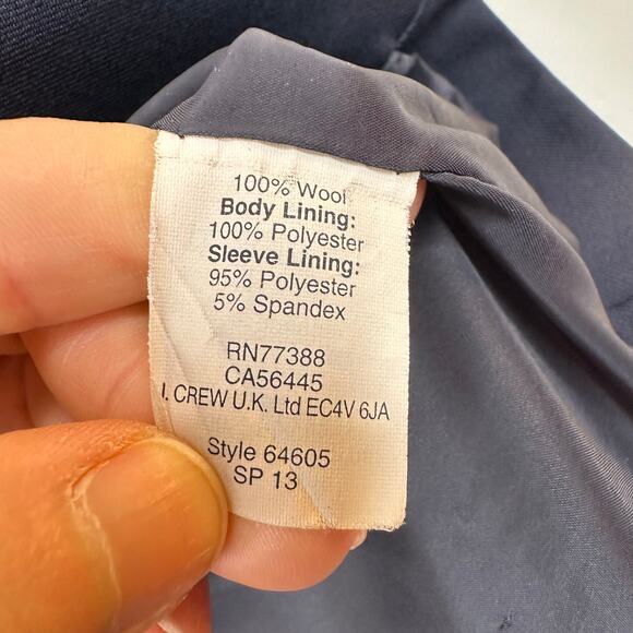 J. Crew Dark Navy Sidney Super 120's Wool Lined Blazer - Picture 3 of 7